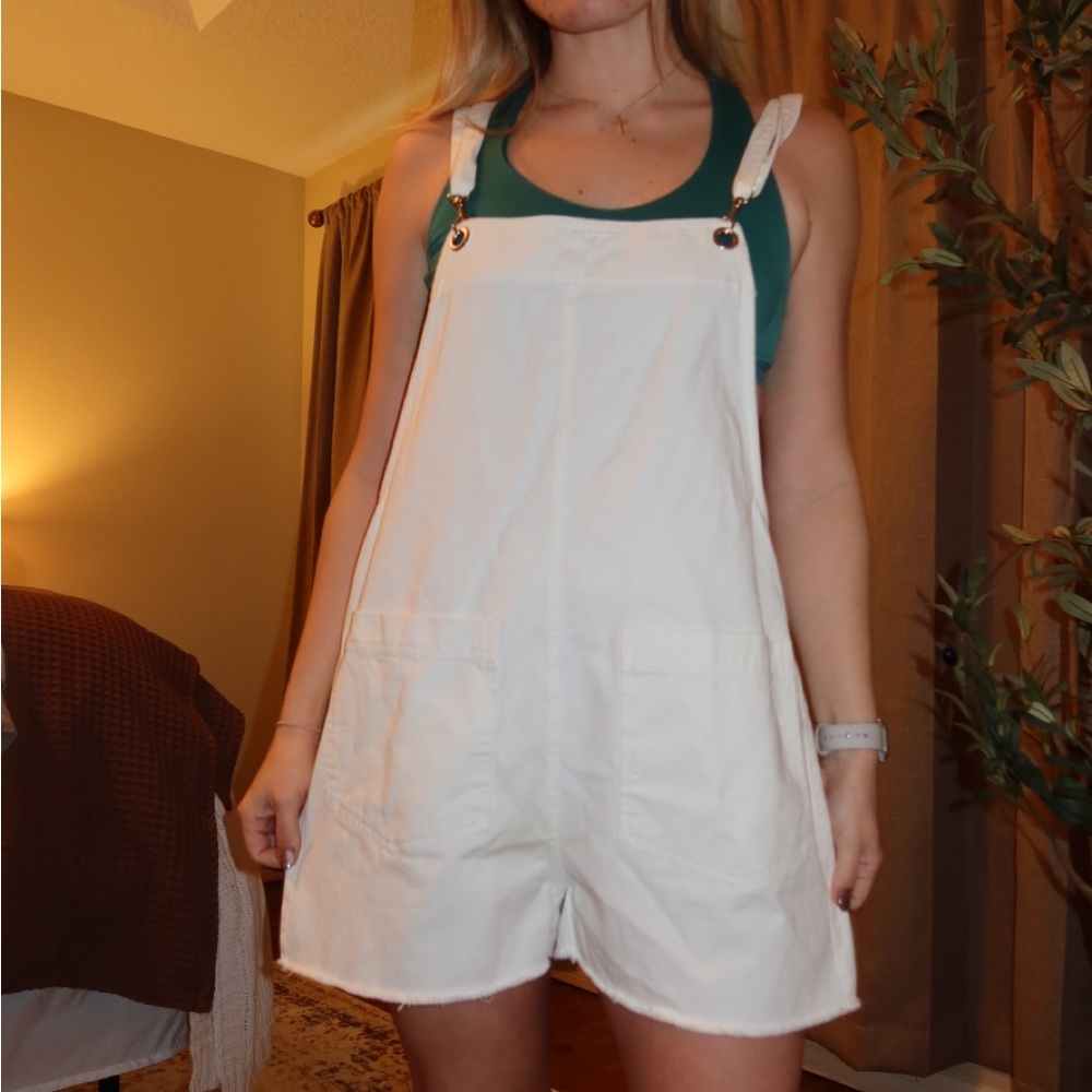 White Short Overalls